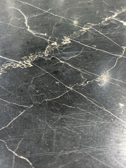 Vintage MCM Hollywood Regency Style Brass Black Marble Cocktail Coffee Table 