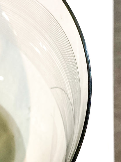 Vintage MCM Kaj Franck Finnish Fish Pattern Etched Green Gray Glass Bowl