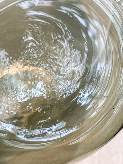 Vintage MCM Kaj Franck Finnish Fish Pattern Etched Green Gray Glass Bowl