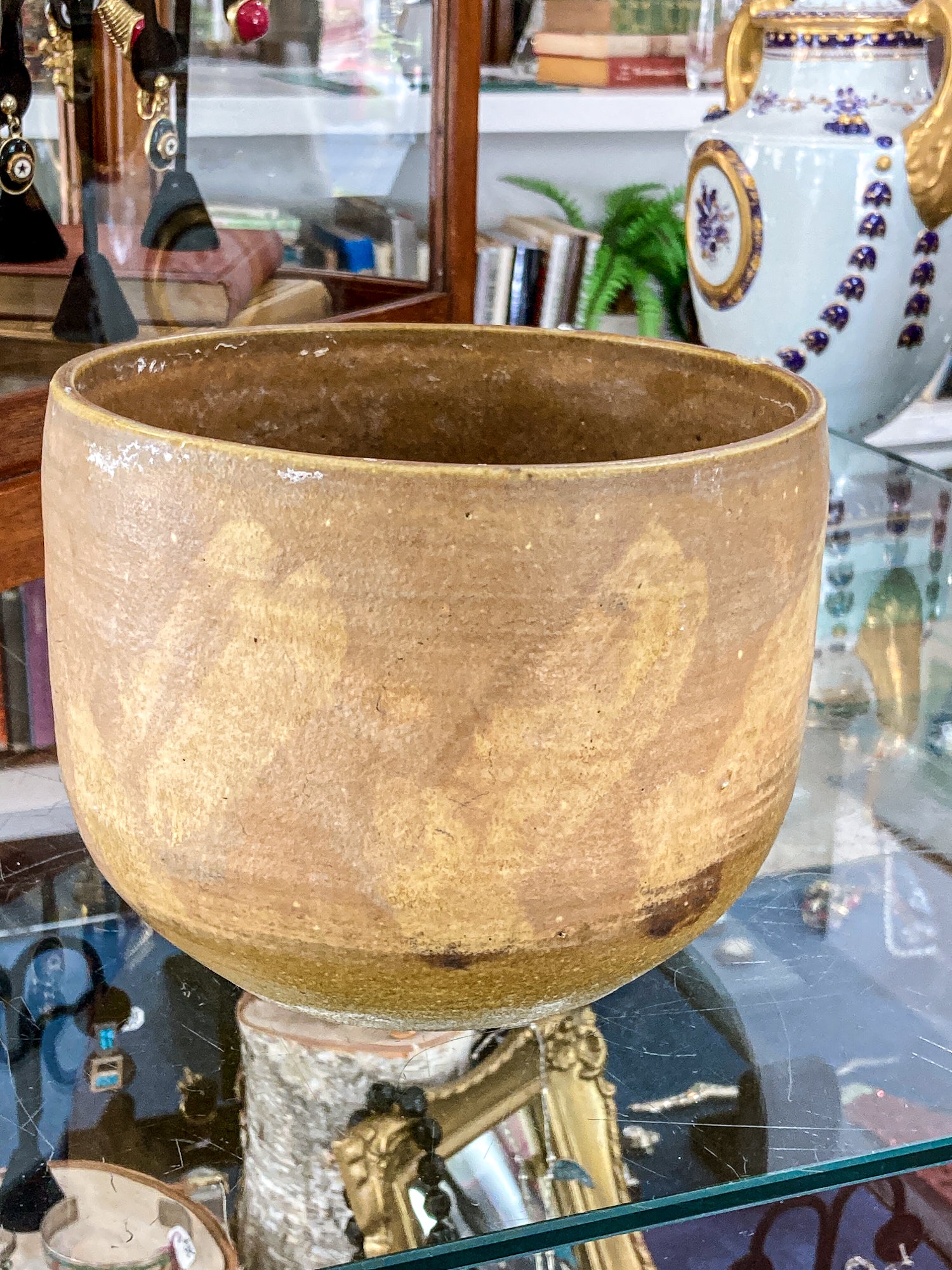 Vintage MCM Phyllis Seltzer Beige Stoneware Pottery Planter Pot