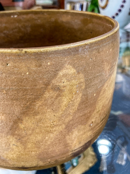 Vintage MCM Phyllis Seltzer Beige Stoneware Pottery Planter Pot