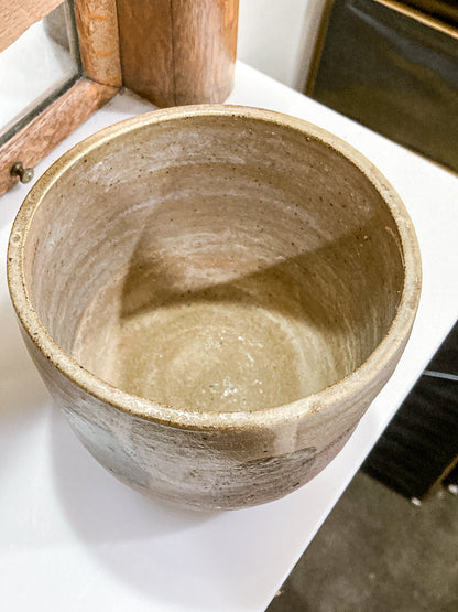 MitchellSotka_VintageMidcenturyMetallicBurgundyPotteryStonewareTallIkebanaVase-01