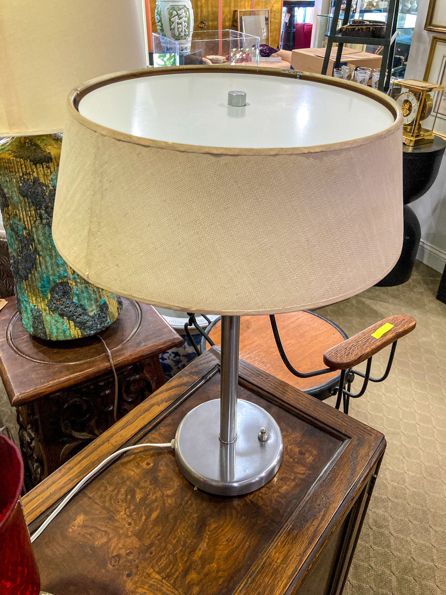 Vintage Walter Von Nessen Studio Sleek Chrome Desk Table Lamp
