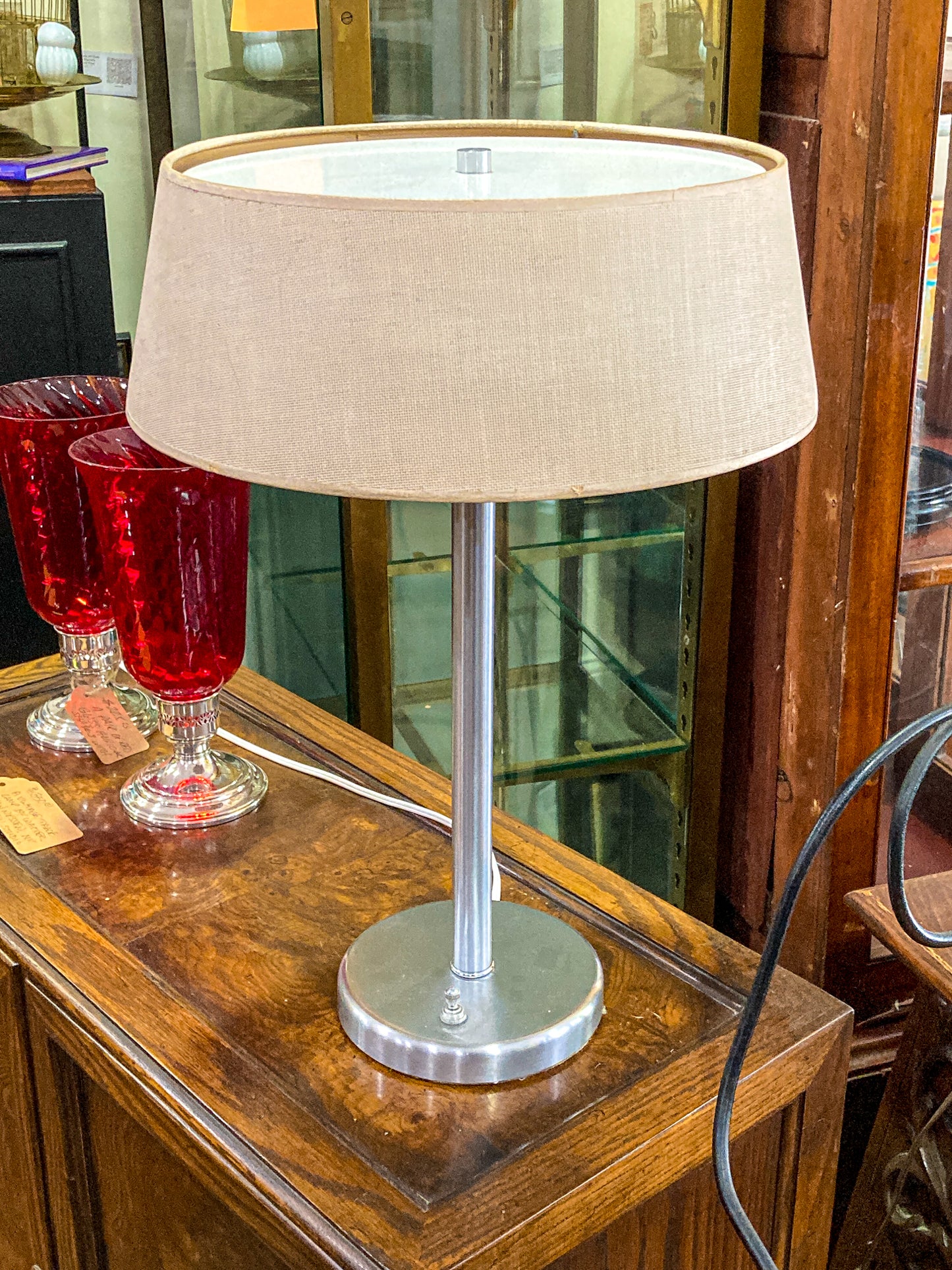 Vintage Walter Von Nessen Studio Sleek Chrome Desk Table Lamp