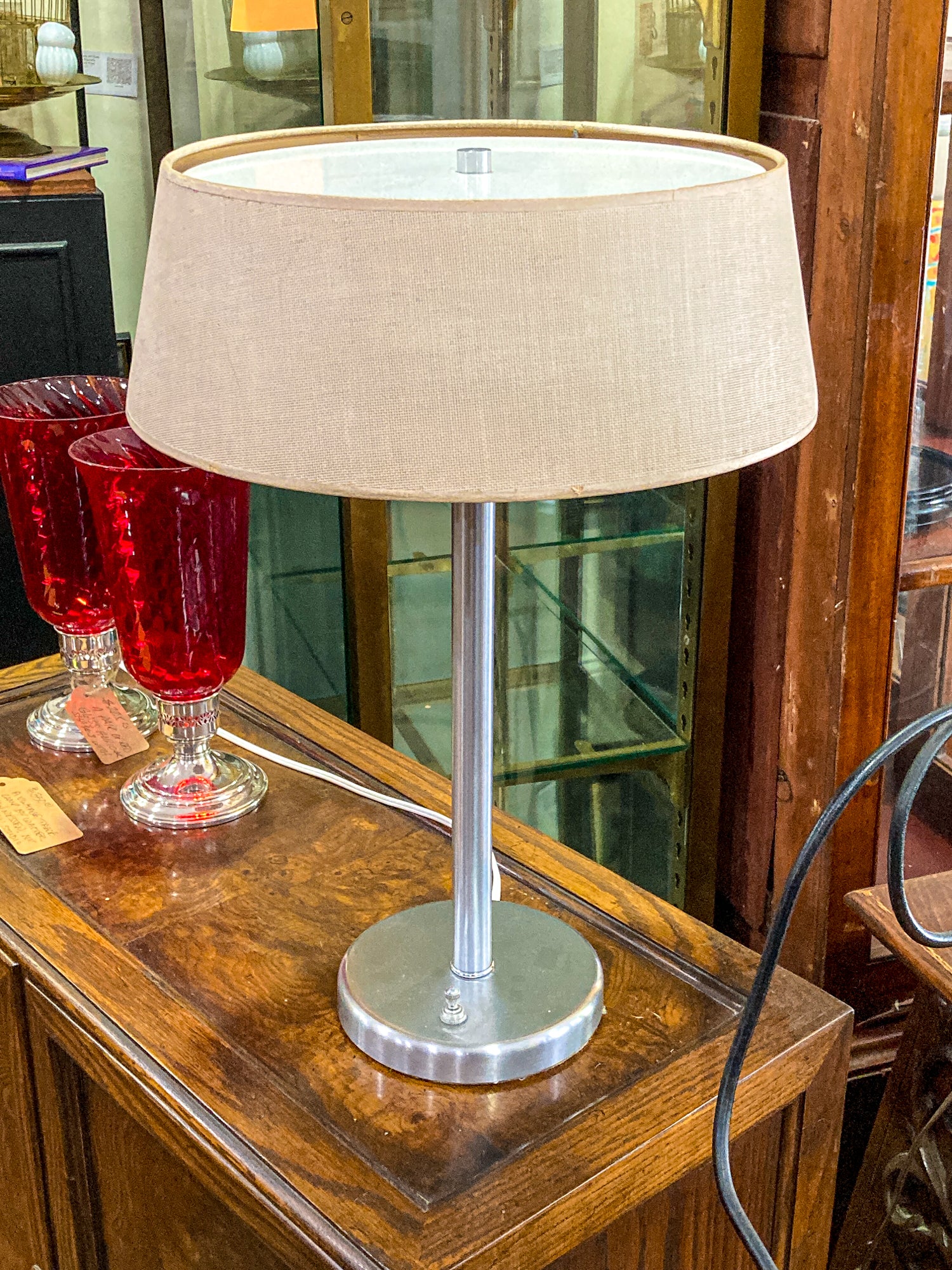 Vintage Walter Von Nessen Studio Sleek Chrome Desk Table Lamp