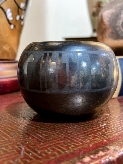 Vintage Margaret Lou Roybal Gutierrez Mini Pueblo Black Pottery Vase