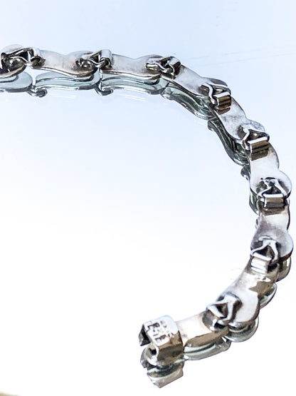 Vintage 1940's Mexico Sterling Silver Incised Hector Aguilar Statement Necklace