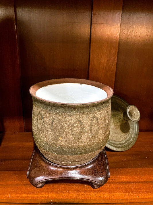 Vintage Mid Century Catawba Evelyn George Ceramic Lidded Pottery Jar Vessel