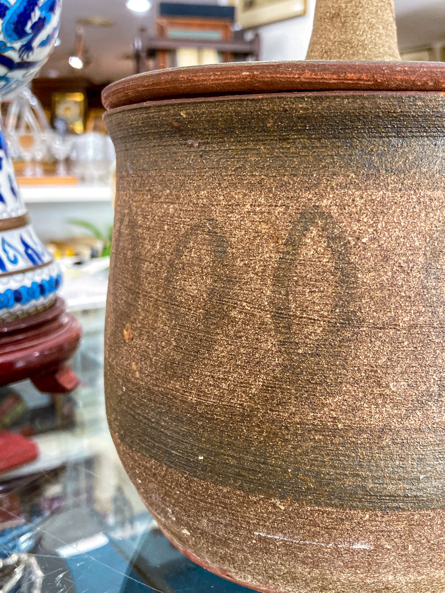 Vintage Mid Century Catawba Evelyn George Ceramic Lidded Pottery Jar Vessel
