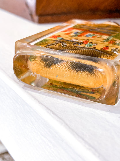 Vintage Midcentury Chinese Cityscape Reverse Painted Rock Crystal Snuff Bottles