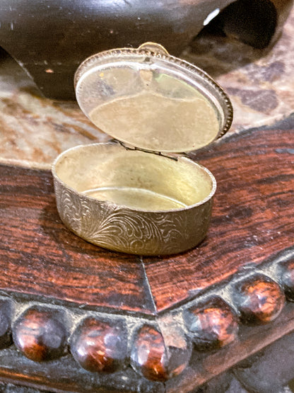 Vintage Mid Century Italian Glass Micro-Mosaic Floral Motif Trinket Pill Box