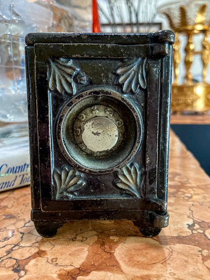 Vintage Miniature Safe Star Moon Collectible Cast Iron Coin Still Bank