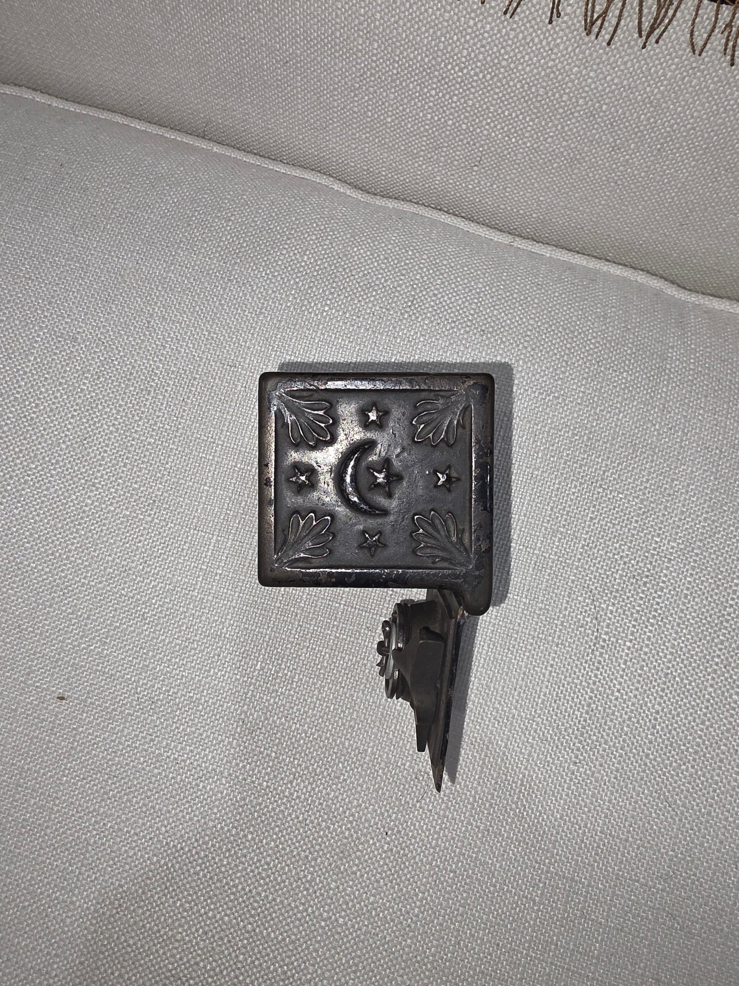 Vintage Miniature Safe Star Moon Collectible Cast Iron Coin Still Bank