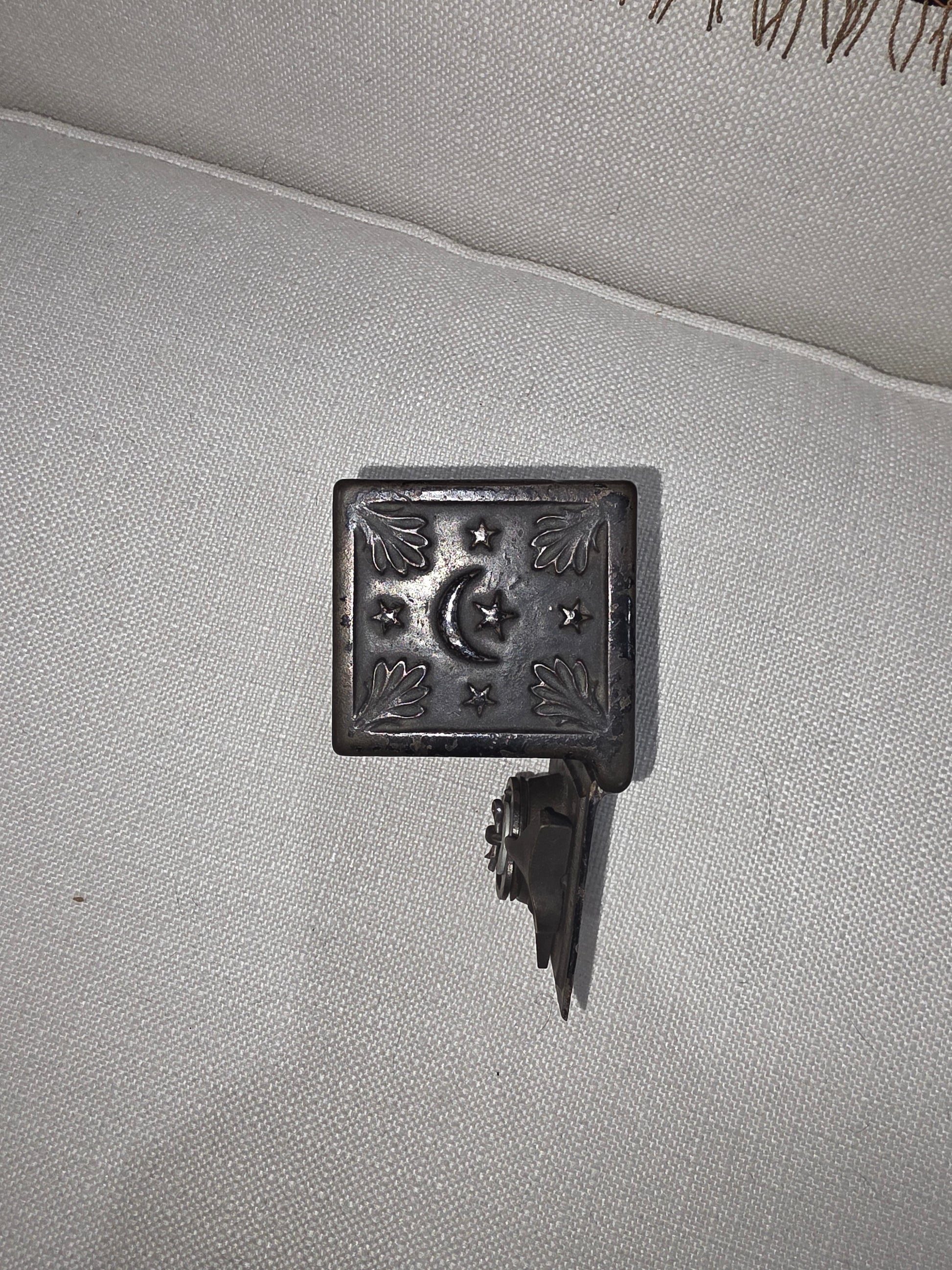 Vintage Miniature Safe Star Moon Collectible Cast Iron Coin Still Bank