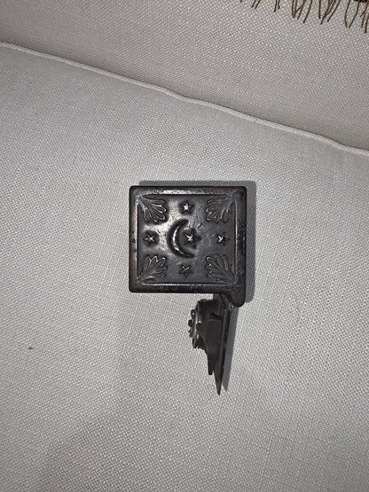 Vintage Miniature Safe Star Moon Collectible Cast Iron Coin Still Bank