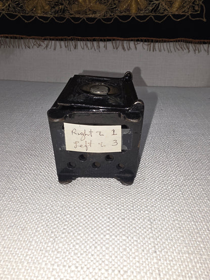 Vintage Miniature Safe Star Moon Collectible Cast Iron Coin Still Bank