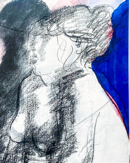Vintage Mixed Media Abstract Female Figure Framed George Johanson Artwork