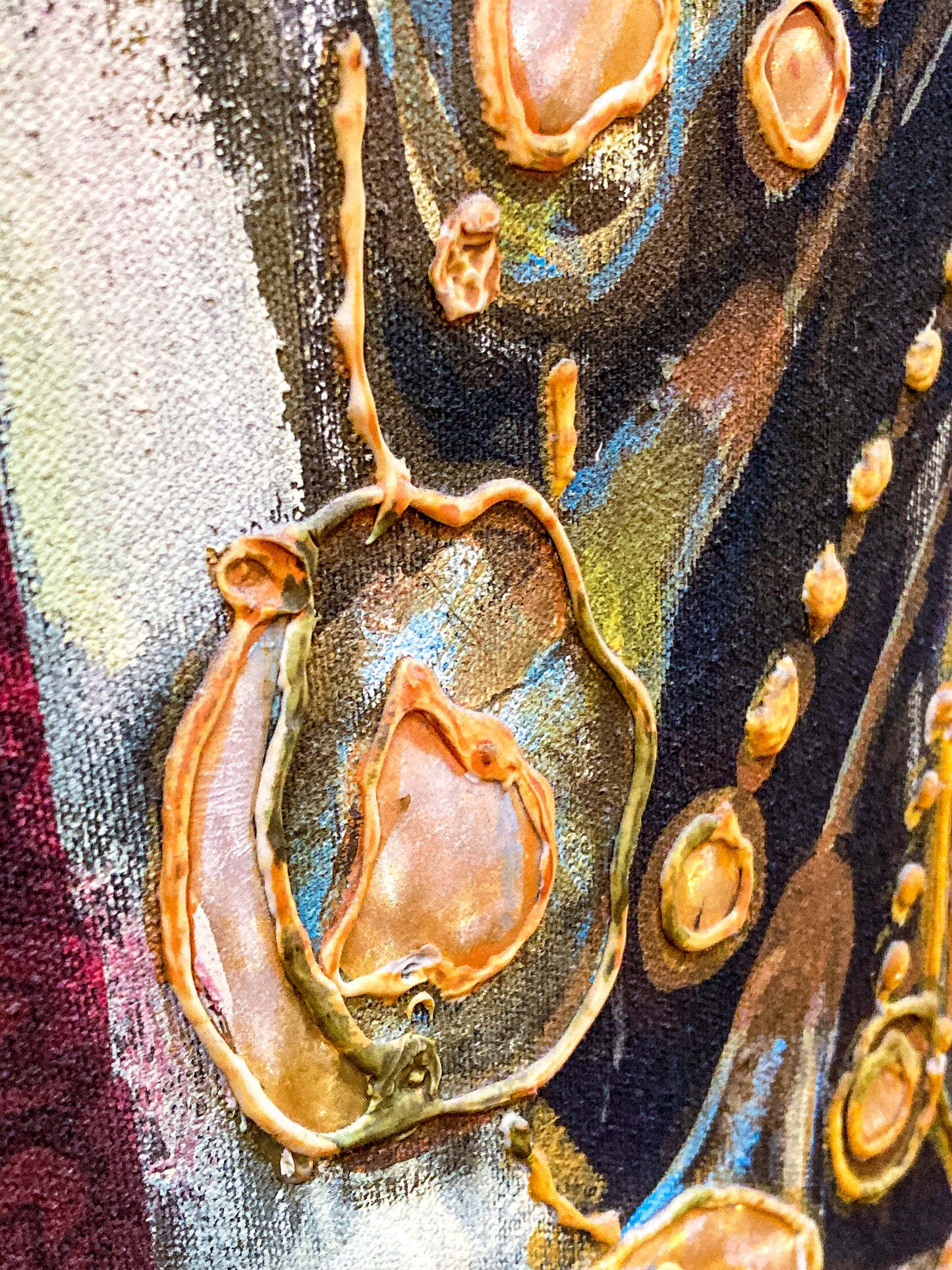 Vintage Mixed Media Portrait of Cleveland Bernice Kent Framed Canvas Painting