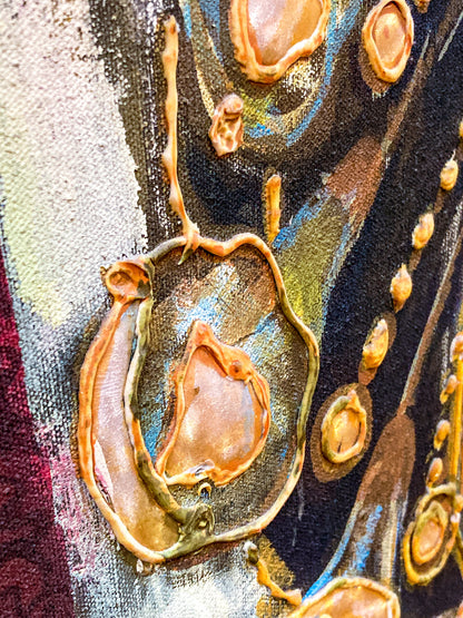 Vintage Mixed Media Portrait of Cleveland Bernice Kent Framed Canvas Painting