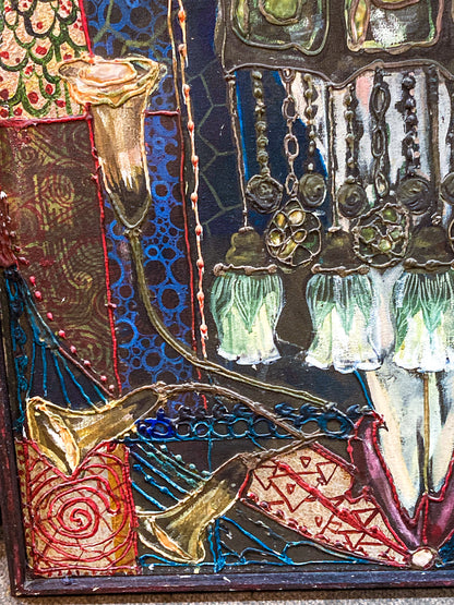 Vintage Mixed Media Portrait of Cleveland Bernice Kent Framed Canvas Painting