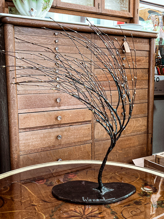 Vintage Modernist Wispy Willow Budding Tree William Wessel Bronze Sculpture