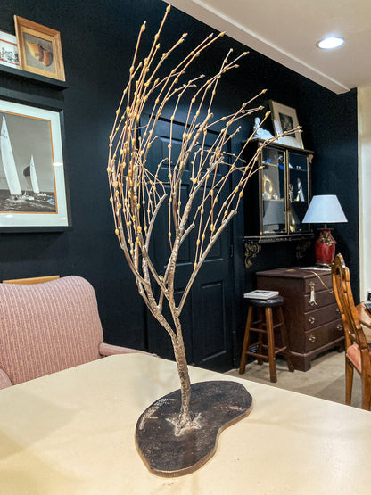 Vintage Modernist Wispy Willow Budding Tree William Wessel Bronze Sculpture