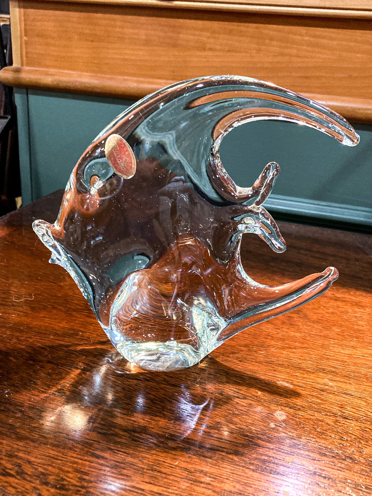 Vintage Murano Italian Handblown Clear Glass Angel Fish Sculpture