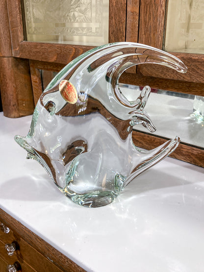 Vintage Murano Italian Handblown Clear Glass Angel Fish Sculpture