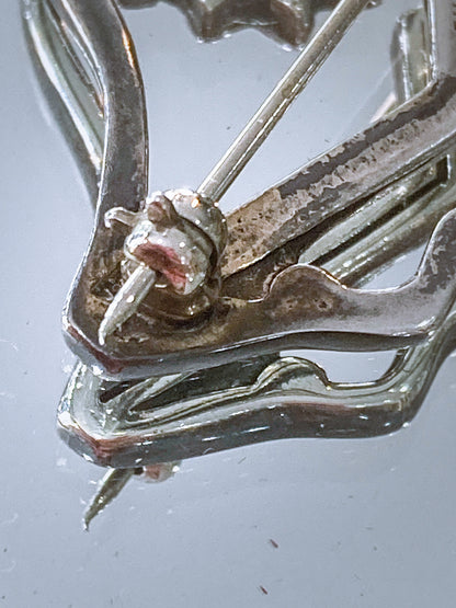 Vintage Native American Pueblo Zuni Medicine Bear Sterling Silver Brooch Pin