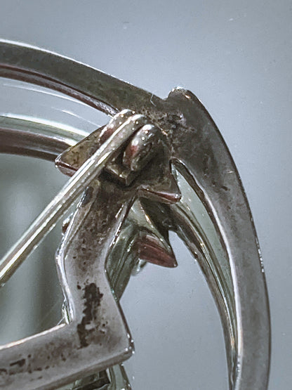 Vintage Native American Pueblo Zuni Medicine Bear Sterling Silver Brooch Pin