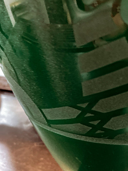 Nourot Art Glass Studio Valerie Surjan 1990 Green Cameo Glass Vase