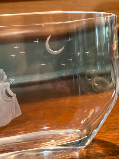 Vintage Orrefors Etched Clear Crystal Moon Starburst Edvin Ohrstrom Vase