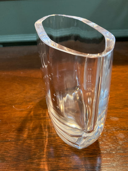 Vintage Orrefors Etched Clear Crystal Moon Starburst Edvin Ohrstrom Vase