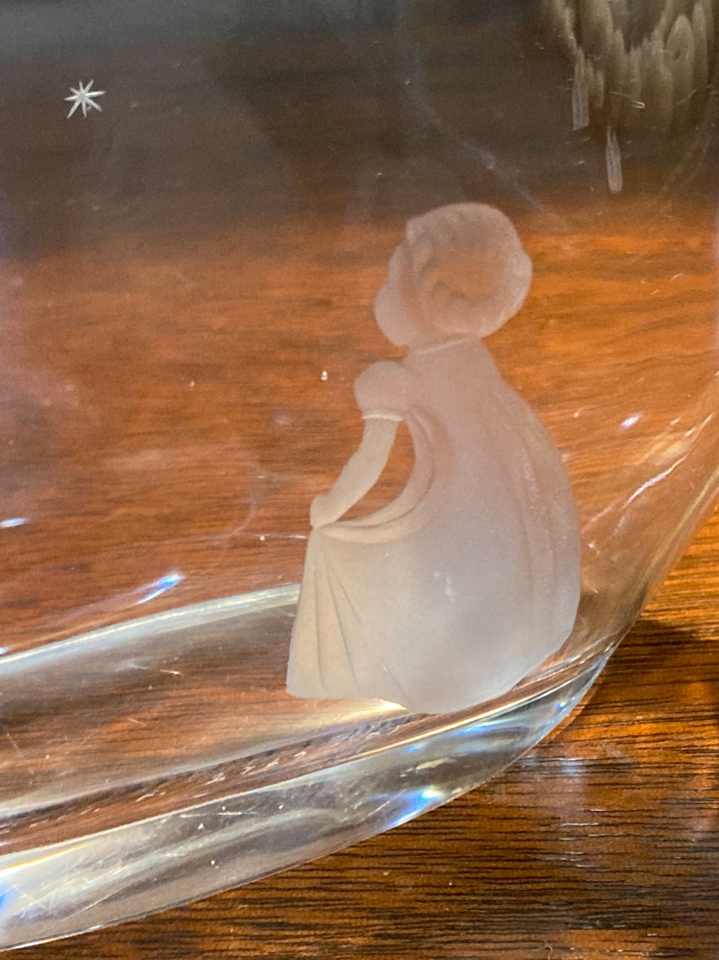 Vintage Orrefors Etched Clear Crystal Moon Starburst Edvin Ohrstrom Vase