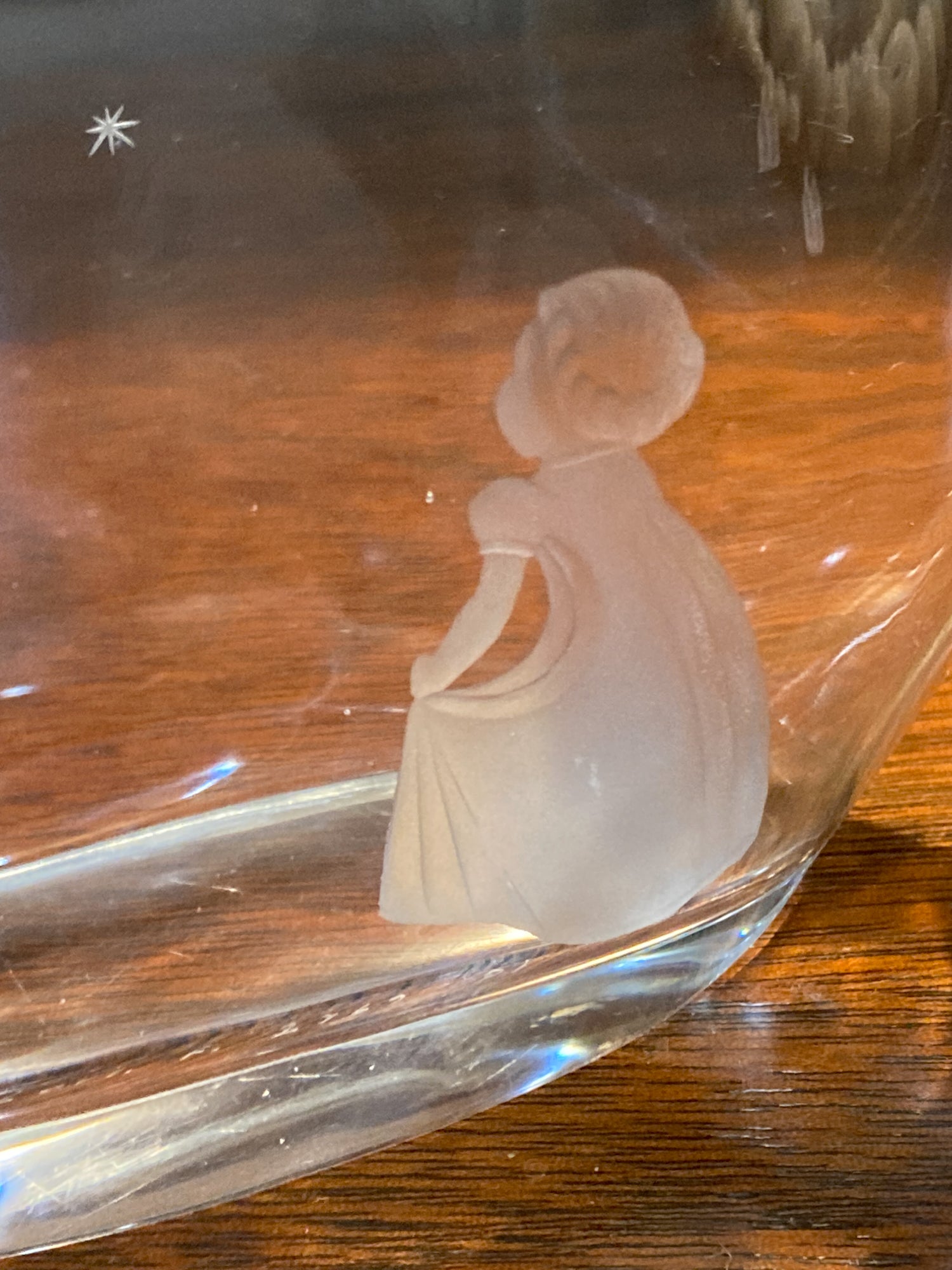 Vintage Orrefors Etched Clear Crystal Moon Starburst Edvin Ohrstrom Vase