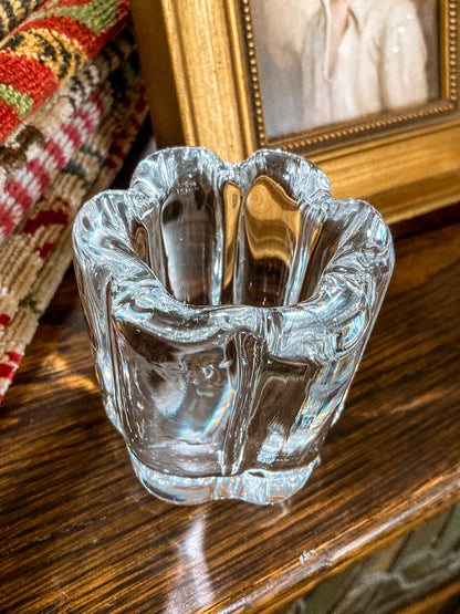Vintage Orrefors Clear Crystal Flower Shaped Mini Votive Bud Vase