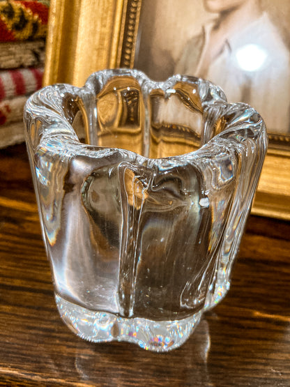 Vintage Orrefors Clear Crystal Flower Shaped Mini Votive Bud Vase