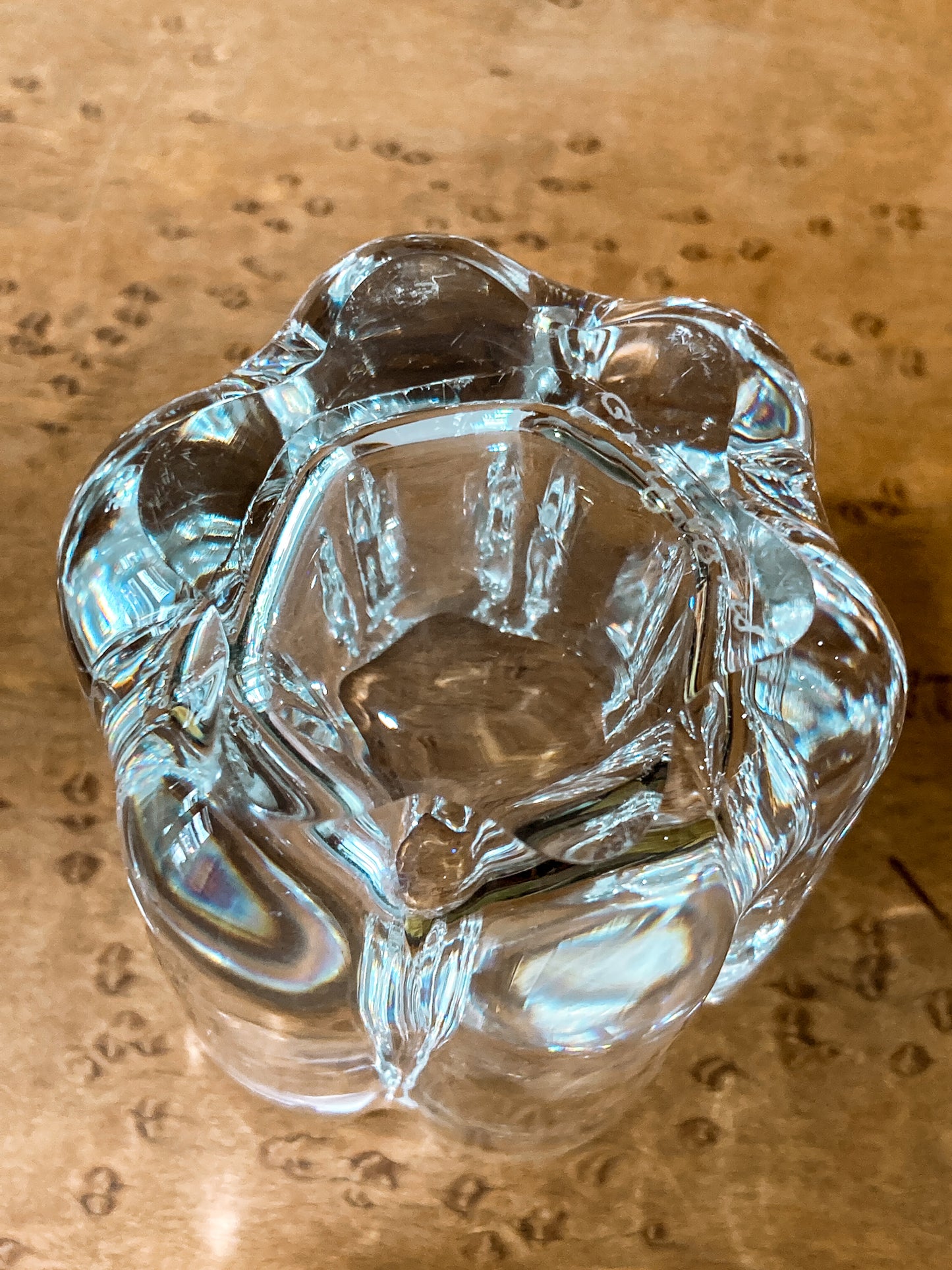 Vintage Orrefors Clear Crystal Flower Shaped Mini Votive Bud Vase