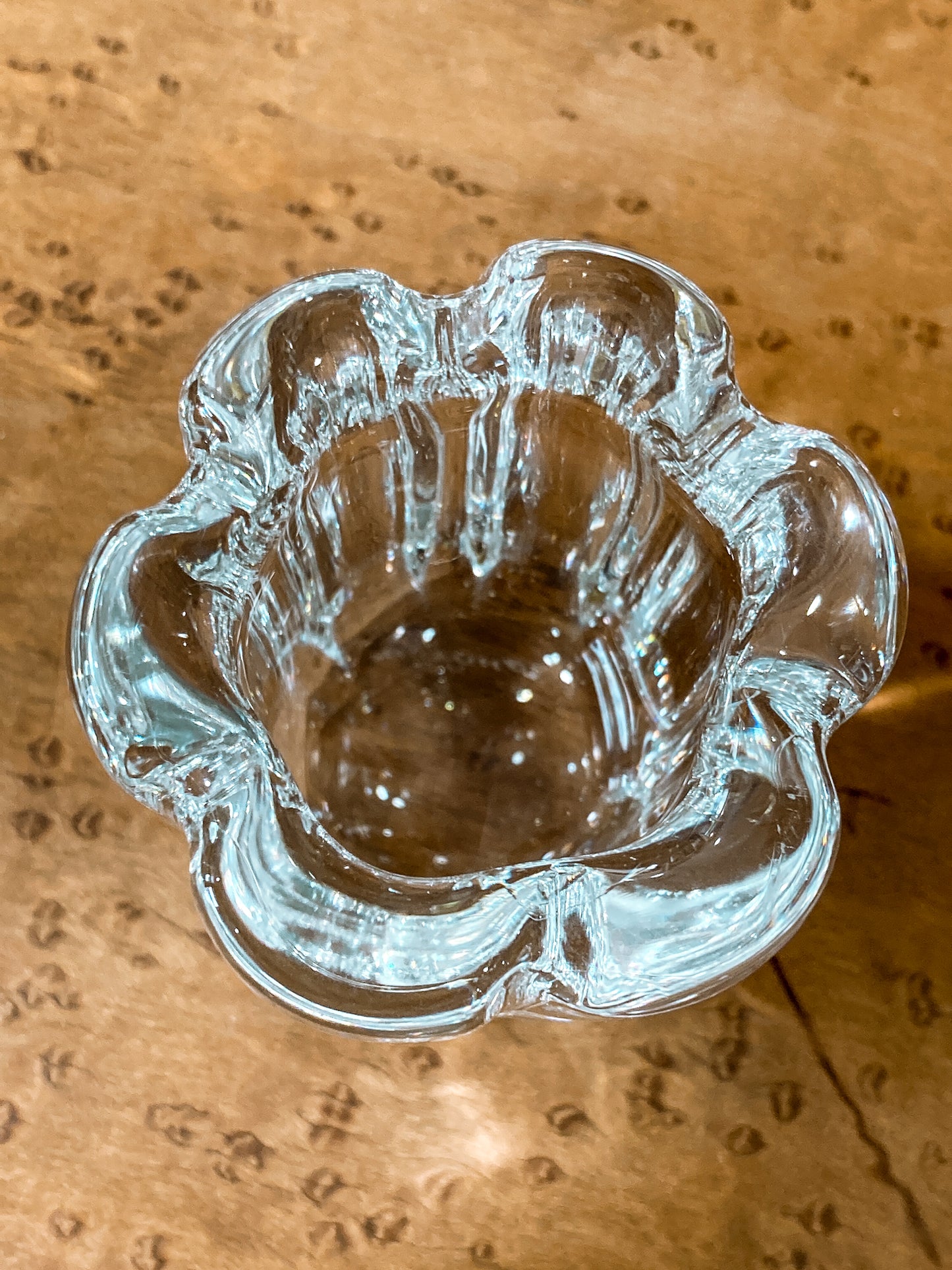 Vintage Orrefors Clear Crystal Flower Shaped Mini Votive Bud Vase