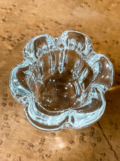 Vintage Orrefors Clear Crystal Flower Shaped Mini Votive Bud Vase