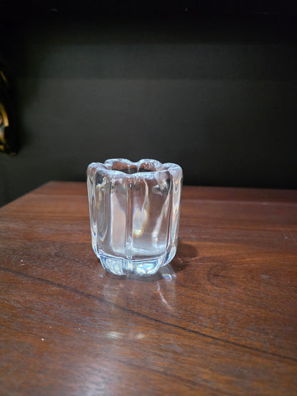 Vintage Orrefors Clear Crystal Flower Shaped Mini Votive Bud Vase