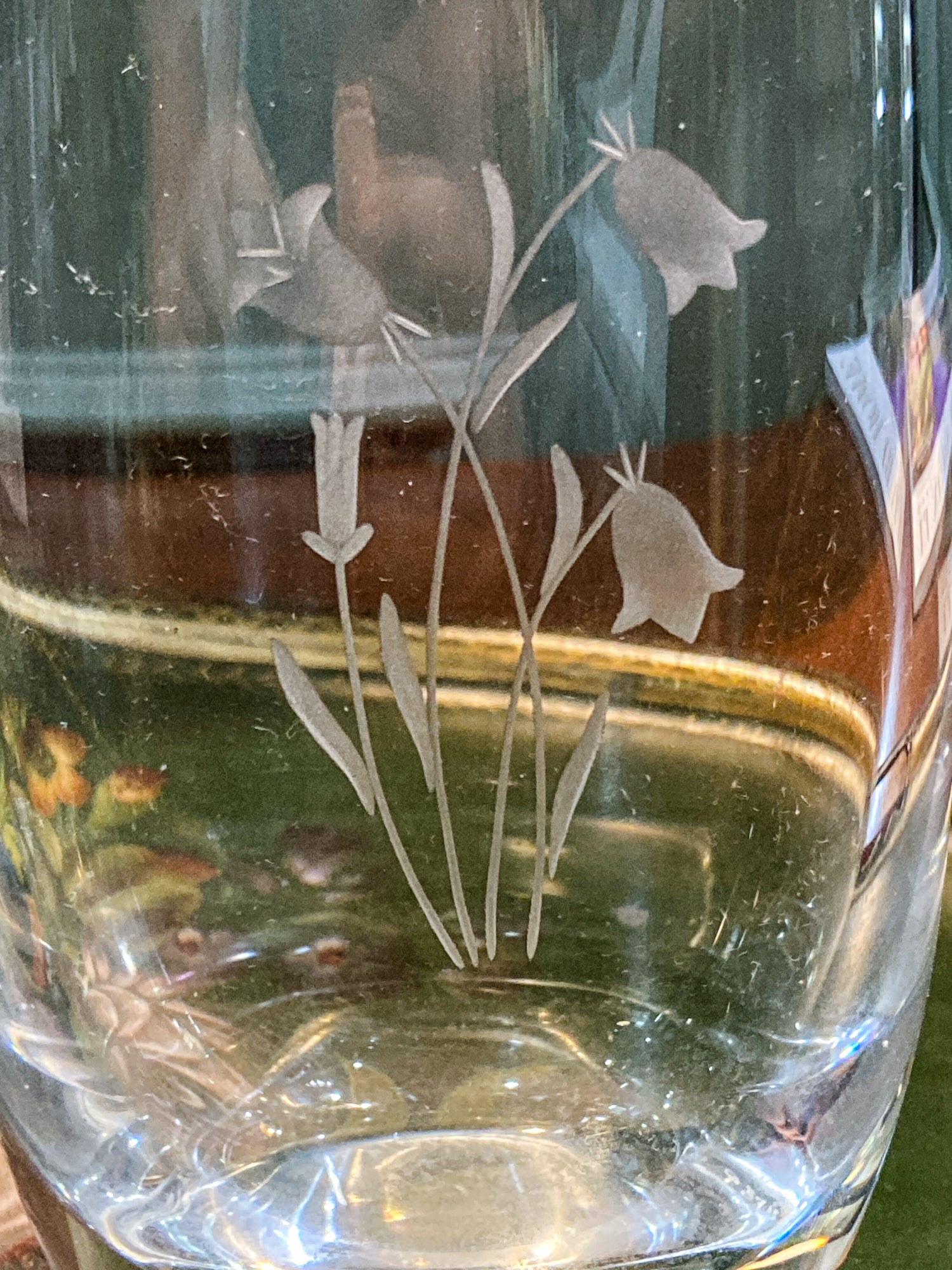 Vintage Orrefors Sven Palmqvist Clear Crystal Etched Flower Bud Vase