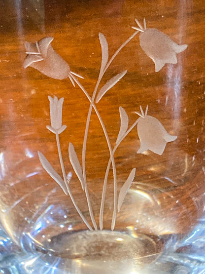 Vintage Orrefors Sven Palmqvist Clear Crystal Etched Flower Bud Vase
