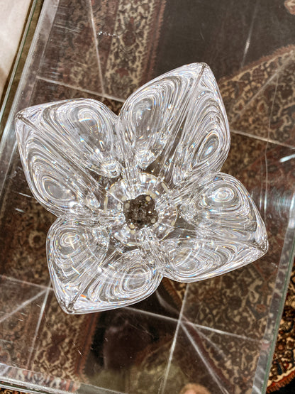 Vintage Orrefors Sweden Lotus Four Petal Tulip Clear Crystal Vase