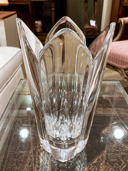 Vintage Orrefors Sweden Lotus Four Petal Tulip Clear Crystal Vase