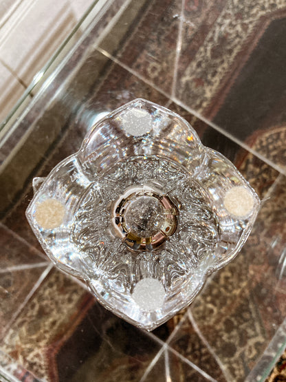 Vintage Orrefors Sweden Lotus Four Petal Tulip Clear Crystal Vase