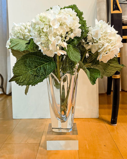 Vintage Orrefors Sweden Lotus Four Petal Tulip Clear Crystal Vase
