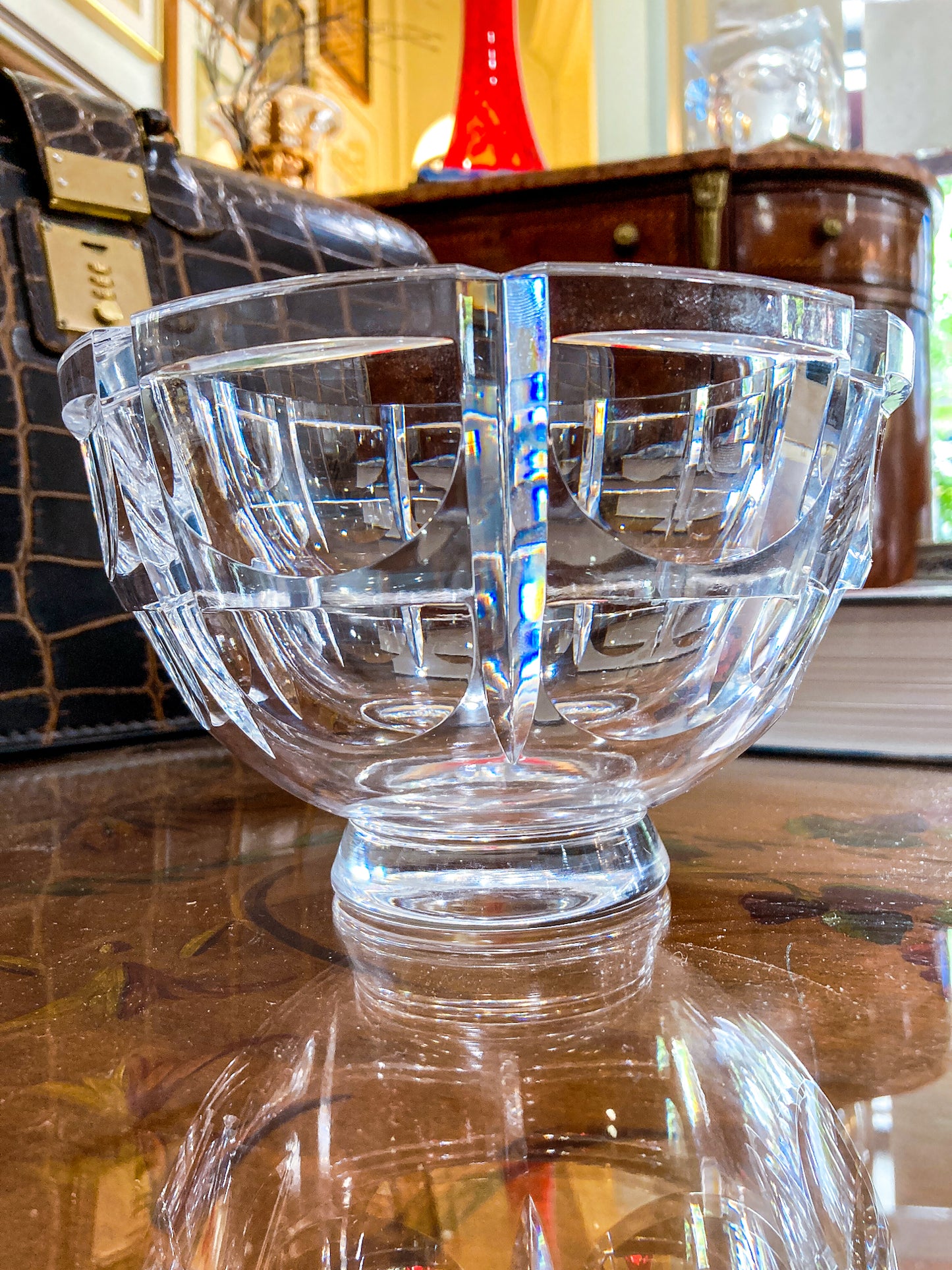 Vintage Orrefors Sweden Thousand Windows Clear Crystal 8 Inch Serving Bowl