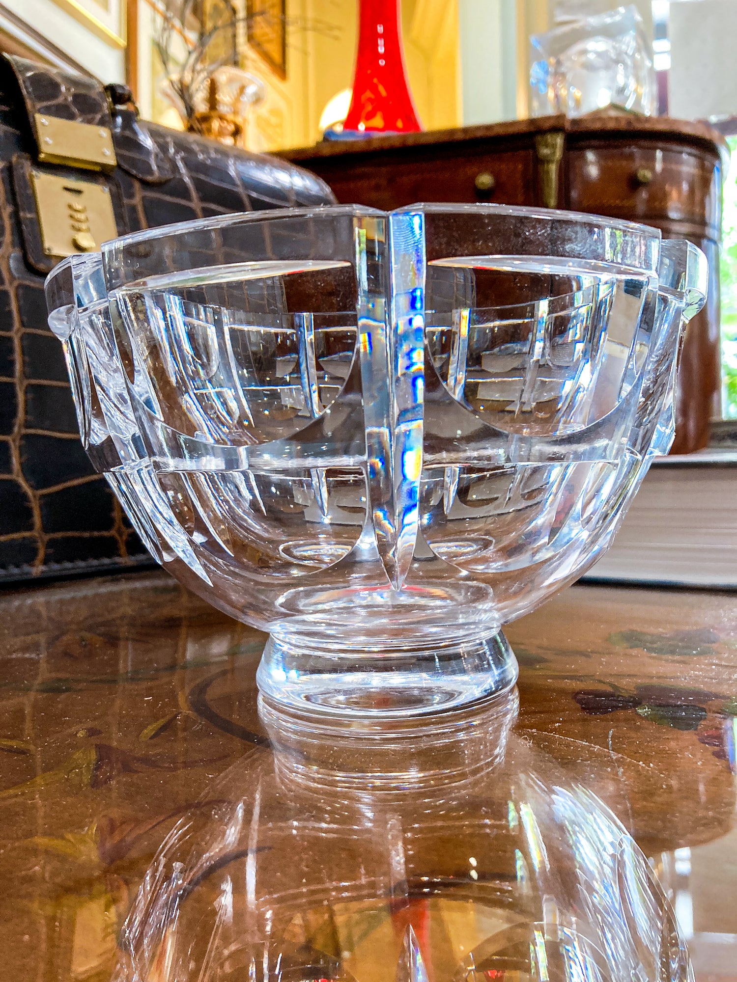Vintage Orrefors Sweden Thousand Windows Clear Crystal 8 Inch Serving Bowl