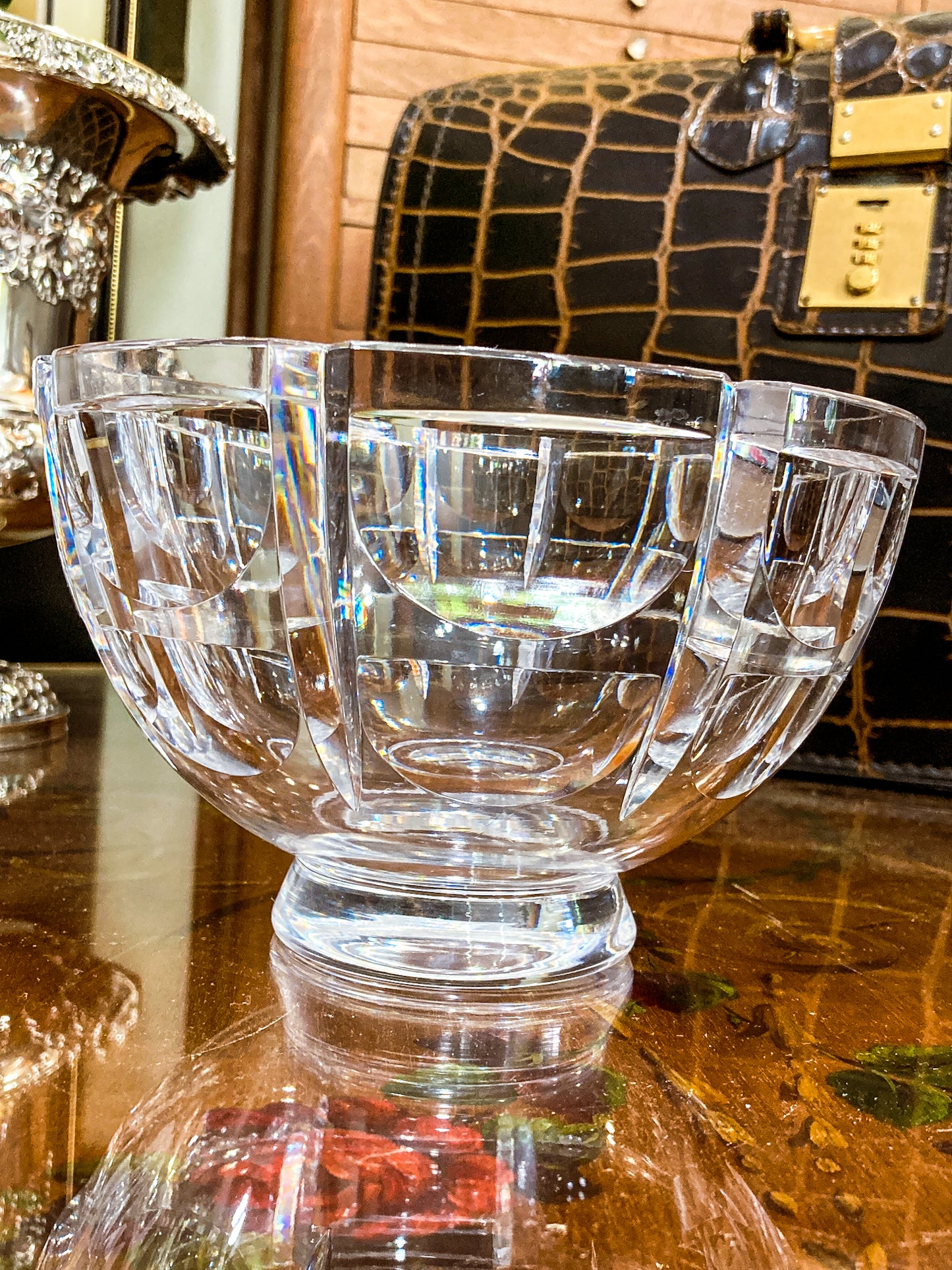 Vintage Orrefors Sweden Thousand Windows Clear Crystal 8 Inch Serving Bowl